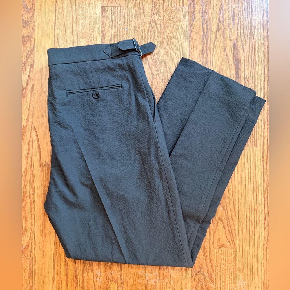 Todd Snyder Italian Seersucker Side Tab Trouser- Dark Brown